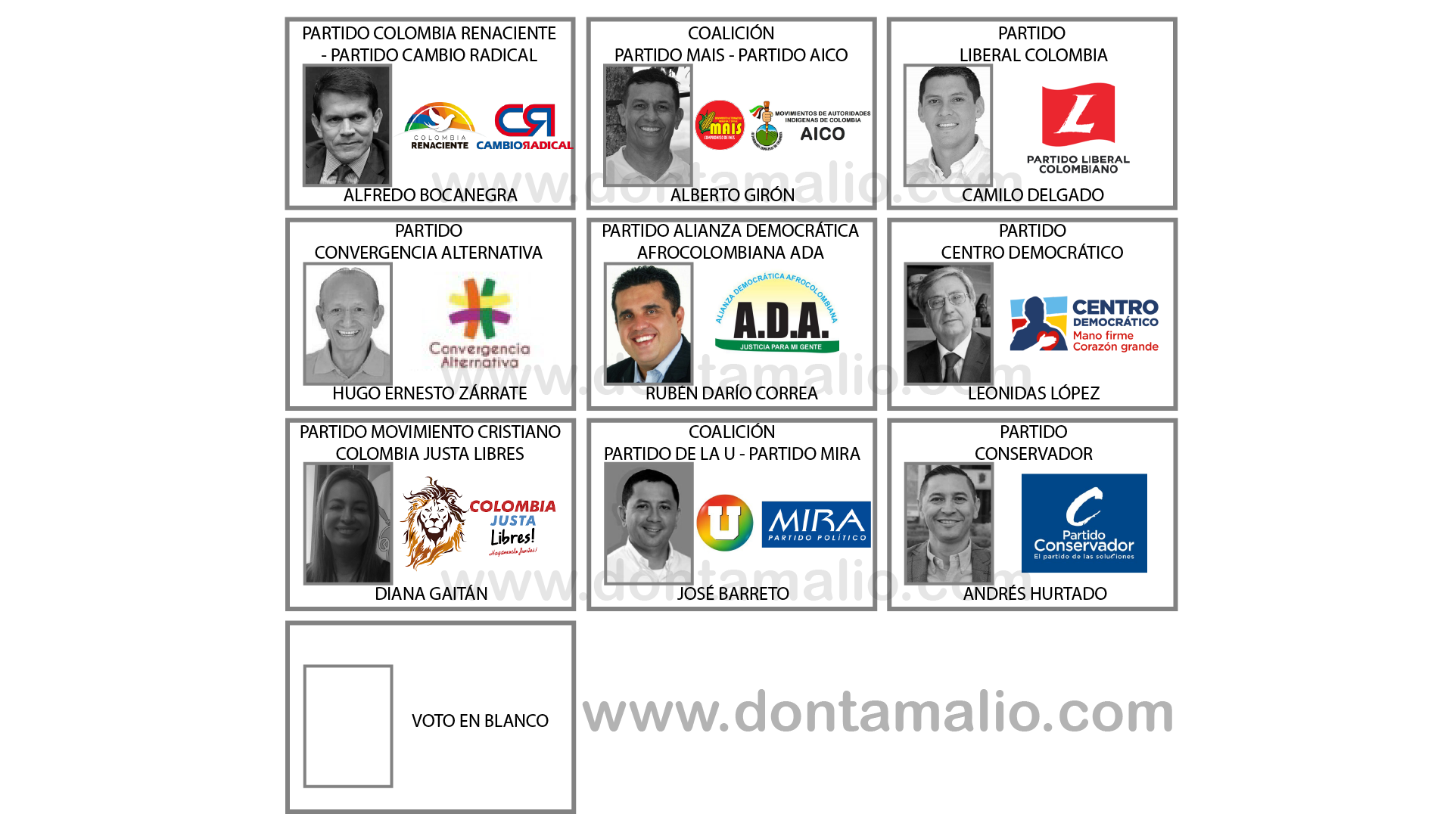 Así quedaron distribuidos los candidatos a la Alcaldía de Ibagué en el tarjetón 1