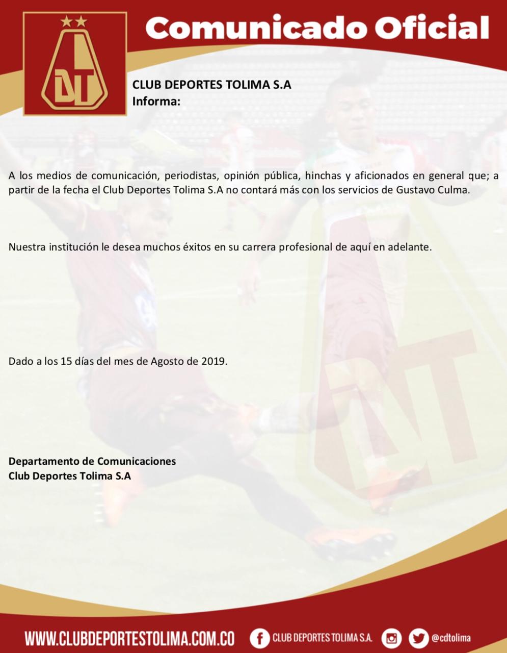 Gustavo Culma se va del Deportes Tolima sin debutar 4