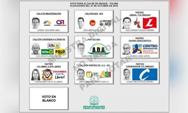 La Registraduría hizo oficial el tarjetón para votar a la Alcaldía de Ibagué 3