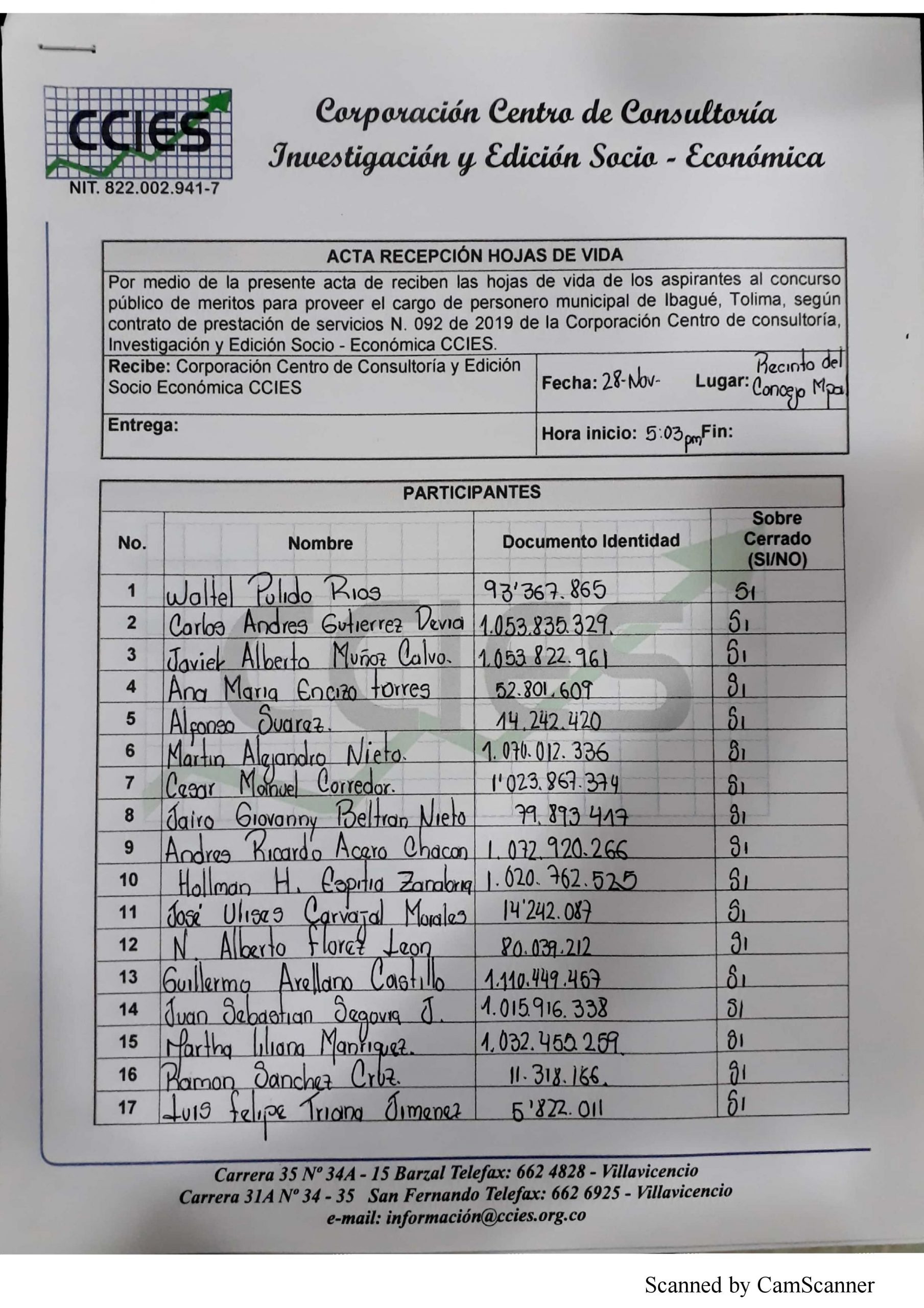 Inició el proceso de elección de Personero 13