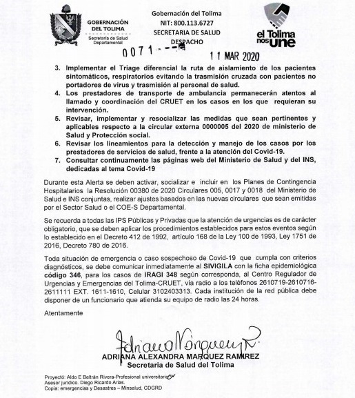 Alerta amarilla en el Tolima por Coronavirus- Covid19 9