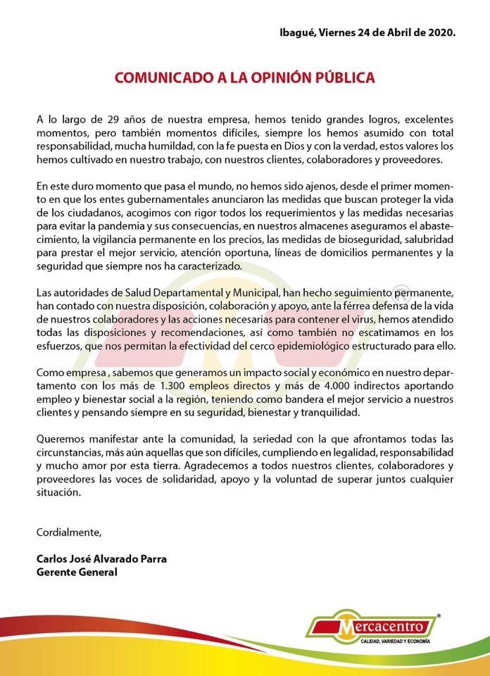 Mercacentro habló de como está enfrentando la crisis del Coronavirus en su empresa 3