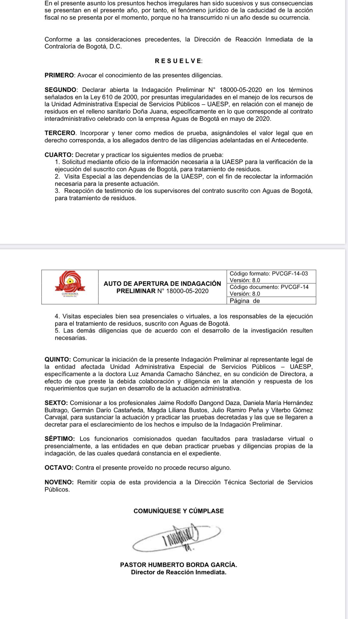 Investigan a la directora de la UAESP por contrato con Aguas de Bogotá 4