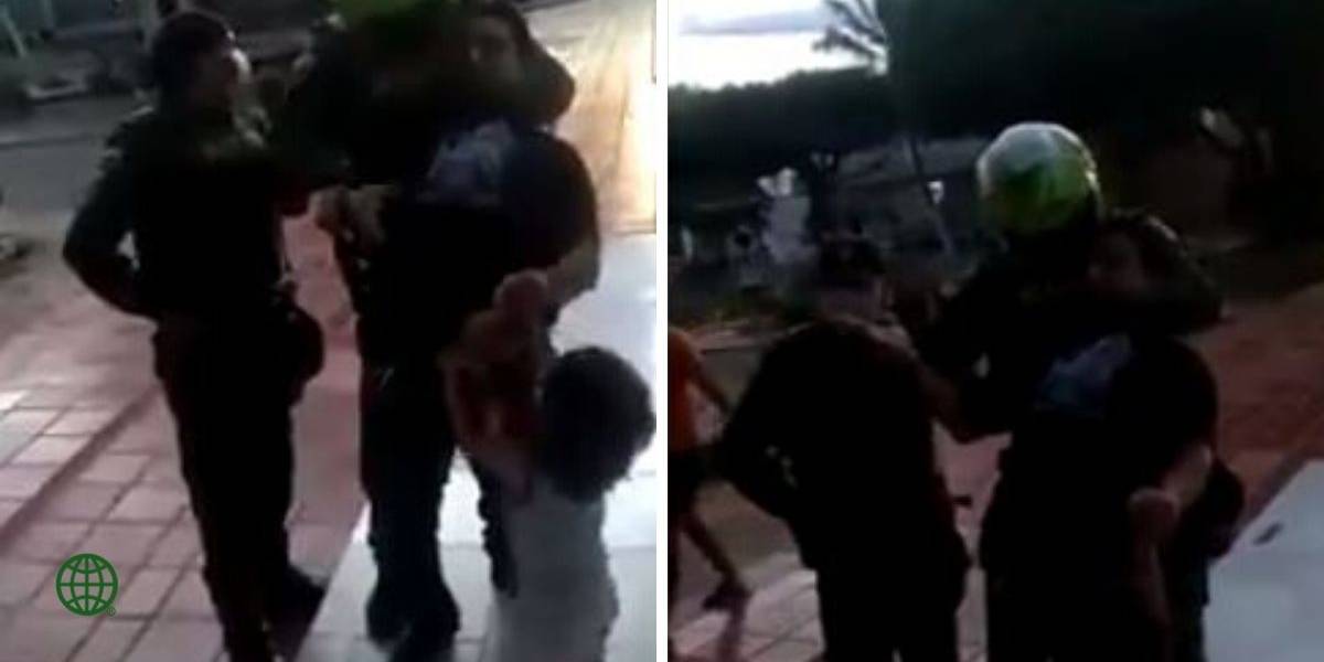 Policía inmoviliza a padre que paseaba con su hijo 3