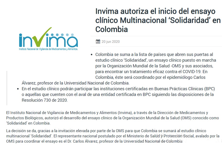 Invima autorizó ensayo clínico de la OMS en Colombia 4