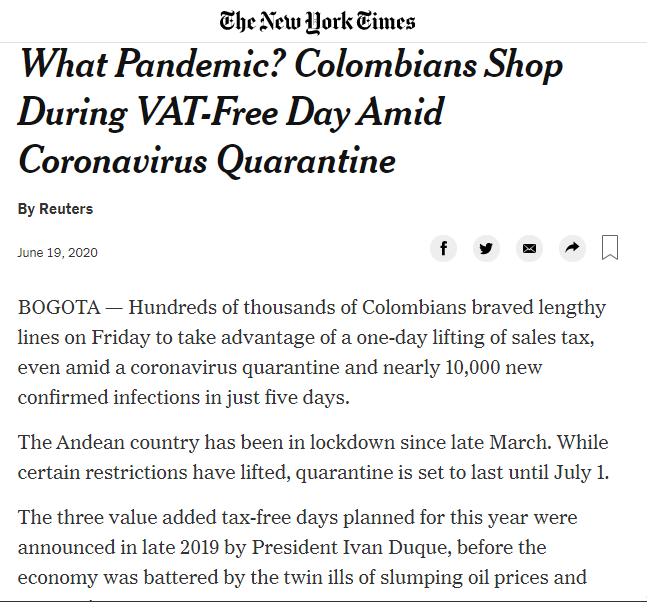 Titulares por los que el mundo se burla del día sin IVA en Colombia 7
