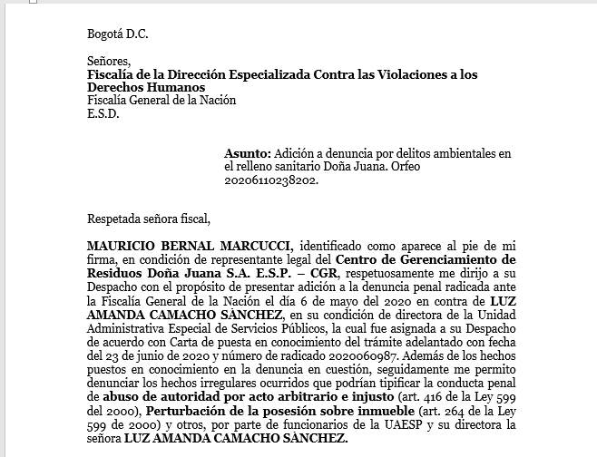 Doña Juana interpone nueva denuncia en contra de funcionaria de la Alcaldía de Bogotá 4