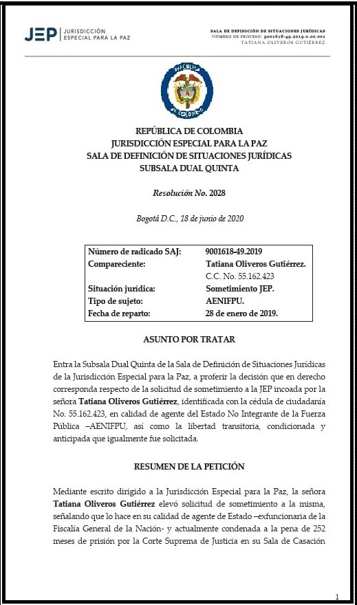 Exfiscal que manipuló caso de falsos positivos en Chaparral, fue rechazada por la JEP 2