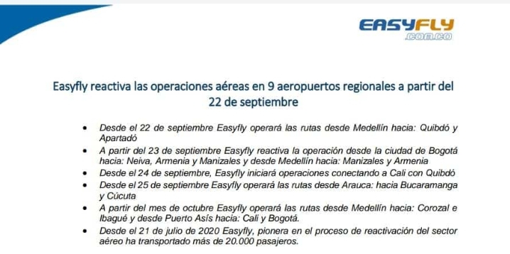 Hasta octubre EasyFly reactiva operaciones aéreas en Ibagué 3