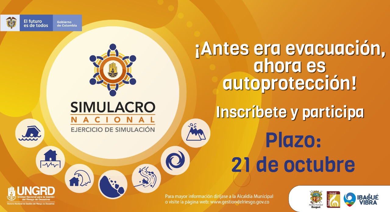 Este jueves 22 de octubre se realizará el Simulacro Nacional 1