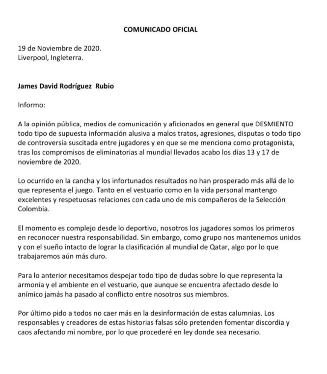 James Rodríguez estalló y desmintió malas informaciones 1