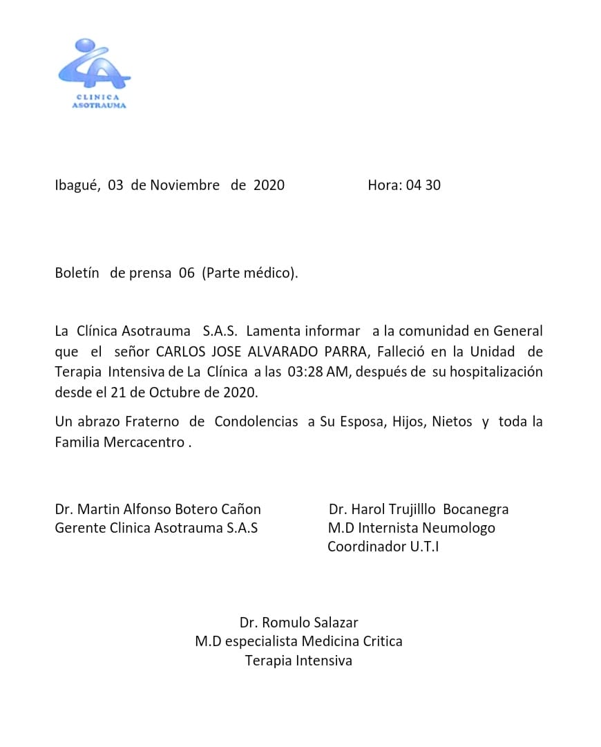 ¡Luto en el Tolima! Falleció Carlos Alvarado fundador de Mercacentro 3