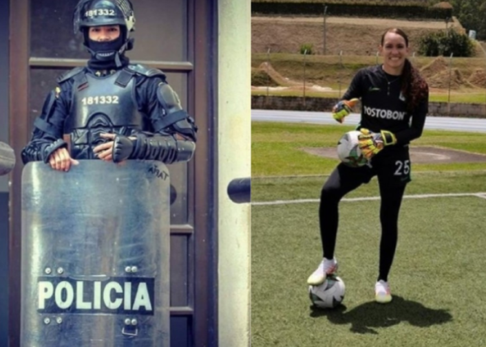 Katherine Tapia de agente del Esmad a arquera del fútbol profesional femeninino. 9