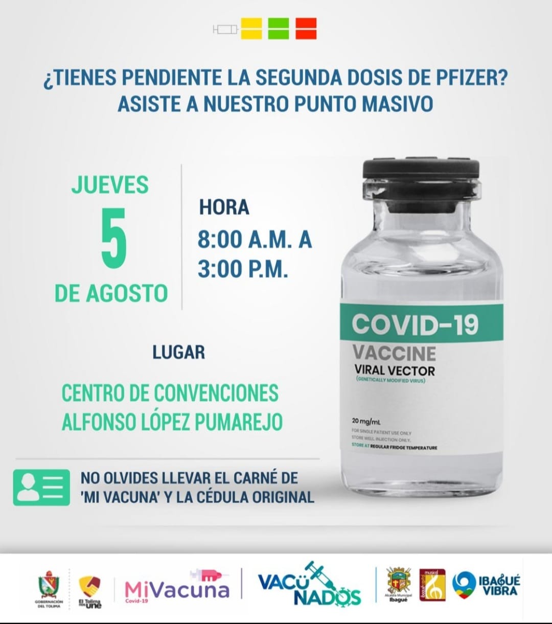 Este jueves vacunación para mayores de 25 años es en el estadio Murillo Toro 2