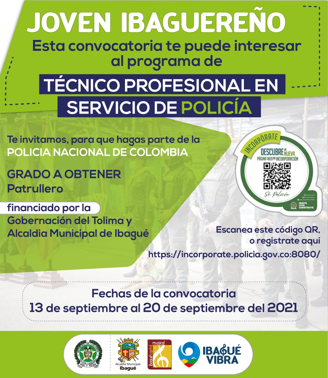 Desde hoy jóvenes ibaguereños podrán inscribirse a una de las 200 becas como patrulleros 6