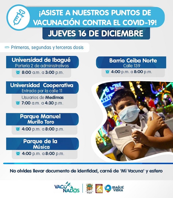 Estos son los puntos de vacunación para este jueves en Ibagué 6