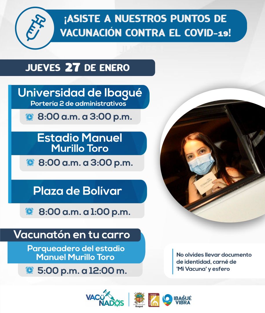 Estos son los puntos de vacunación COVID-19 este jueves en Ibagué 3