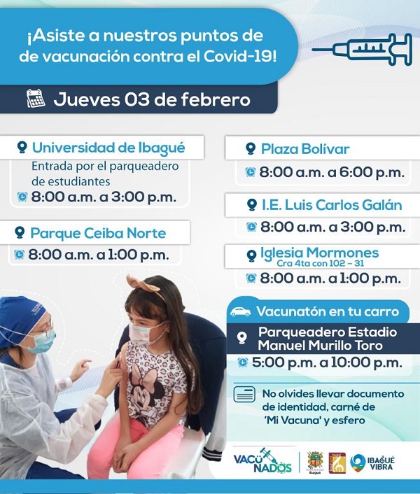 Estos son los puntos de vacunación contra el COVID-19 hoy en Ibagué 4