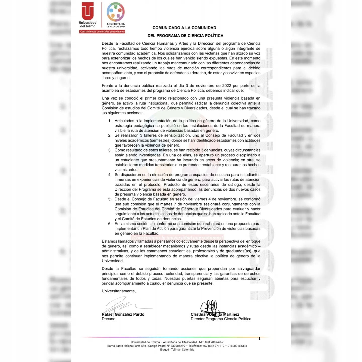 Tendedero de denuncias contra abusadores en la Universidad del Tolima 10