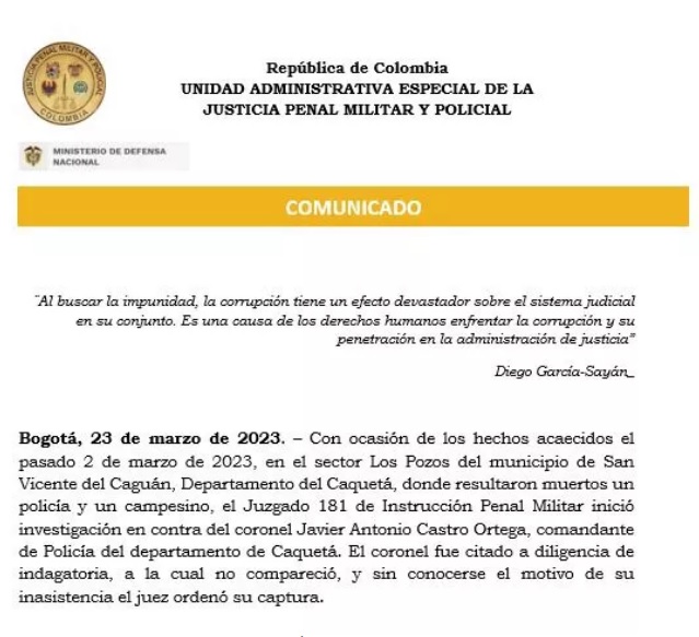Ordenan captura del comandante de Policía de Caquetá por omisión durante secuestro de uniformados 4