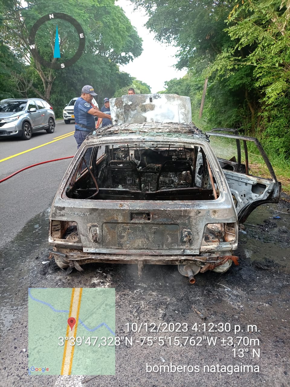Incendio vehicular dejó dos personas heridas en la vía Castilla - Natagaima 3