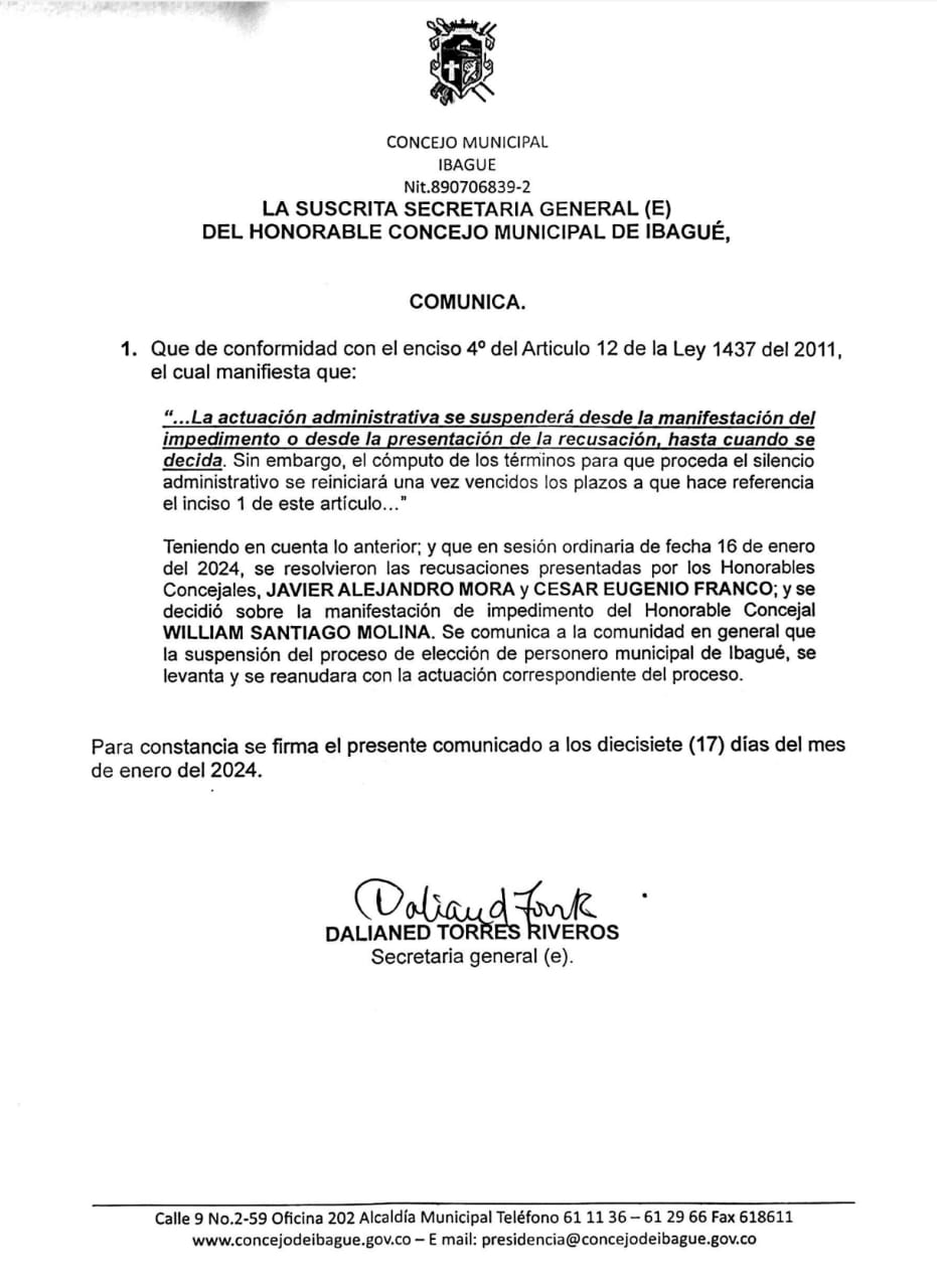 Sigue el concurso del Personero de Ibagué luego de ser levantada la suspensión 7