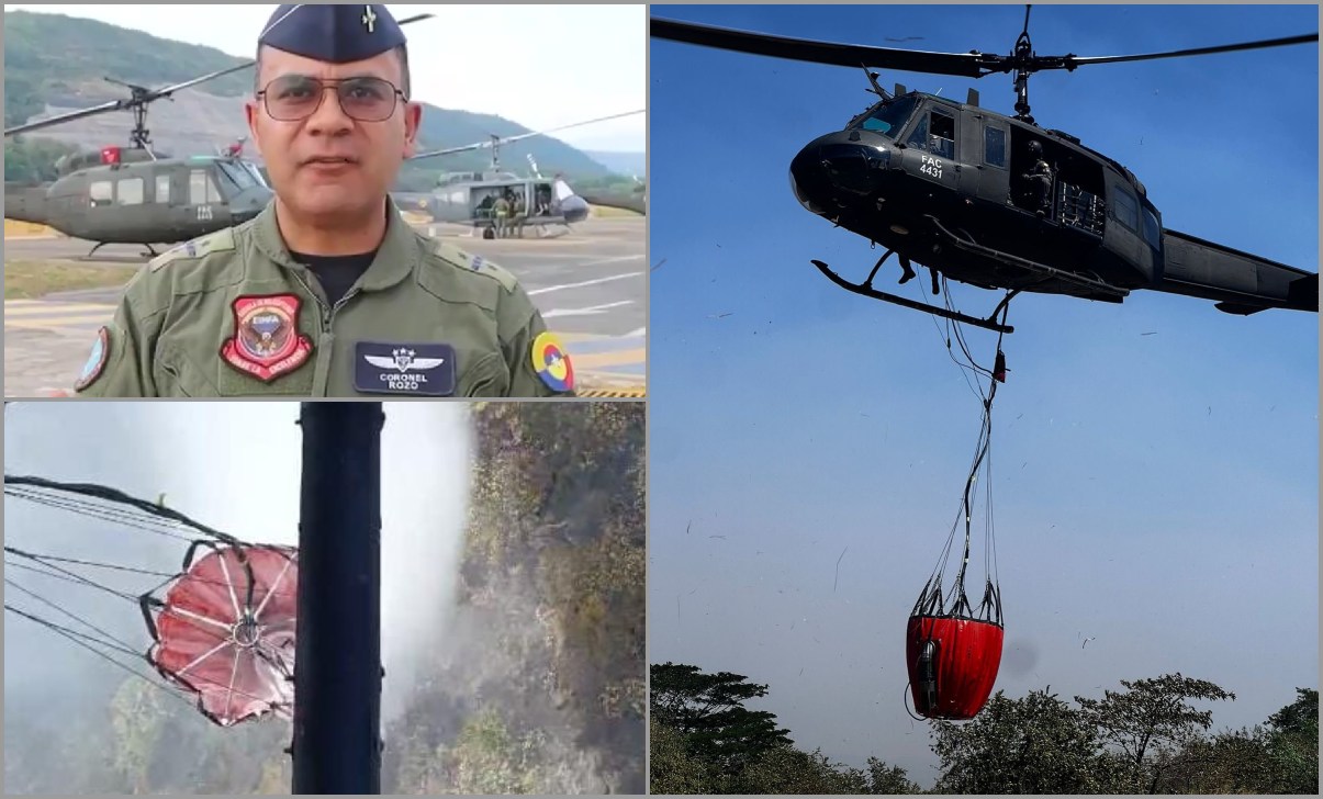 Fuerza Aérea sigue apoyando con descargas de agua los incendios forestales en Natagaima, Prado y Valle de San Juan 1