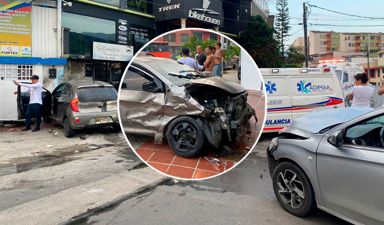 Tres heridos tras accidente entre dos vehículos en la Avenida Guabinal de Ibagué 1