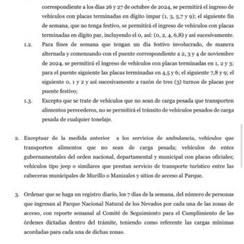 Tribunal ordena pico y placa ambiental desde este fin de semana en carretera Murillo- Manizales 7