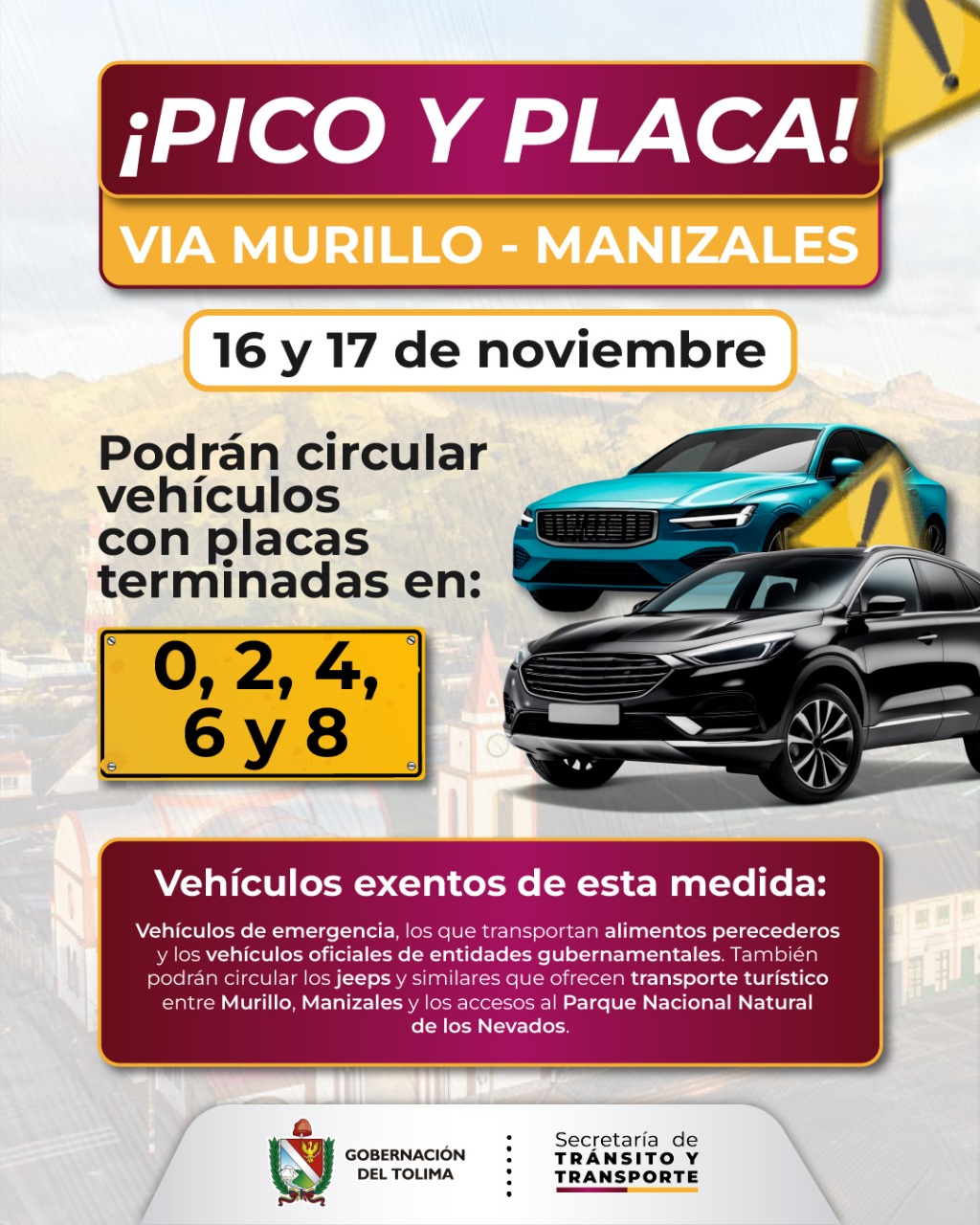Restricción de pico y placa en la vía Murillo-Manizales se mantiene este fin de semana 4