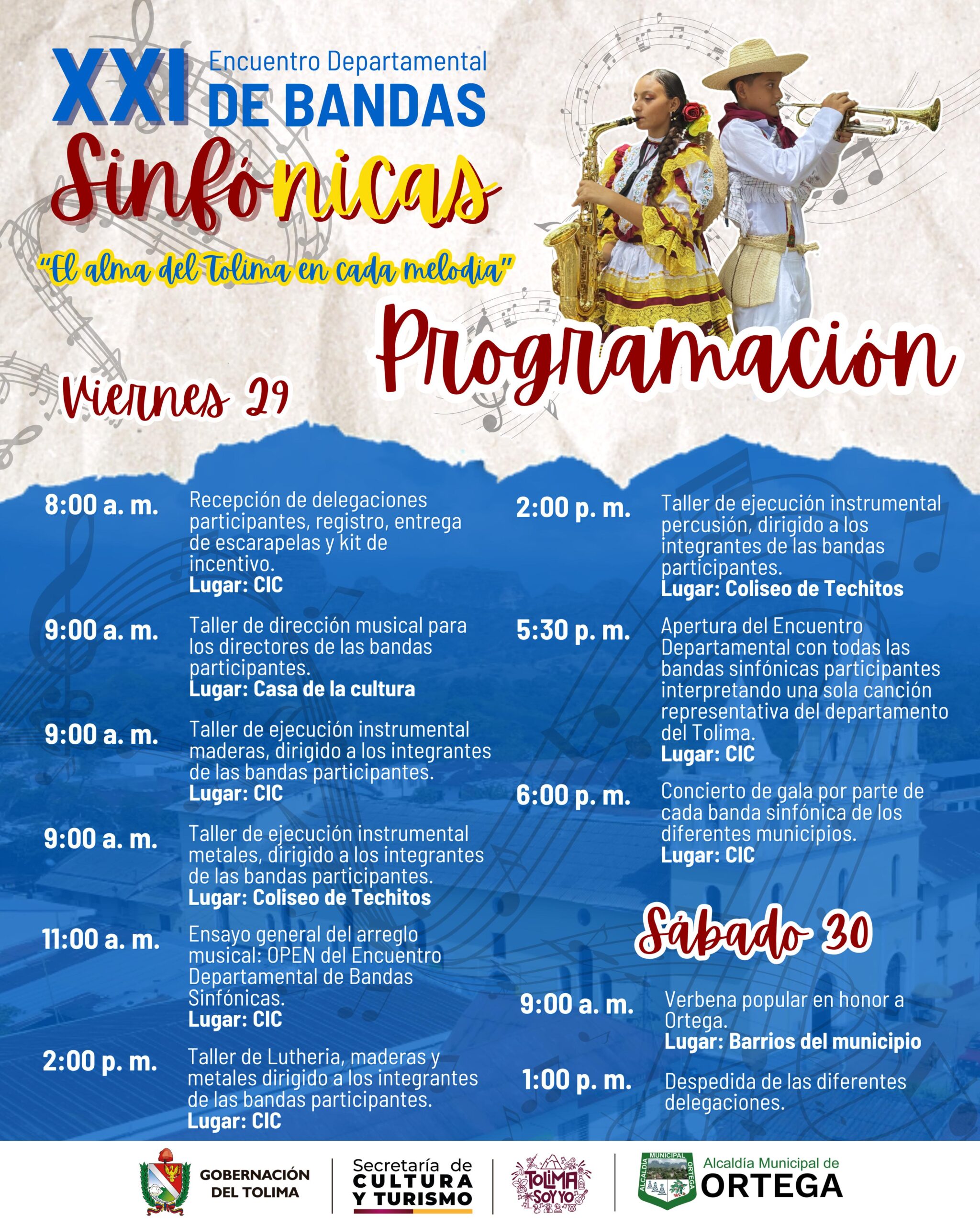 12 municipios del Tolima se darán cita en Ortega en el XXI Encuentro Departamental de Bandas Sinfónicas 3