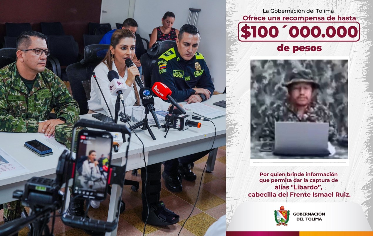 En el Tolima aumentan recompensas por cabecillas de las disidencias: $100 millones por alias 'Libardo' 1