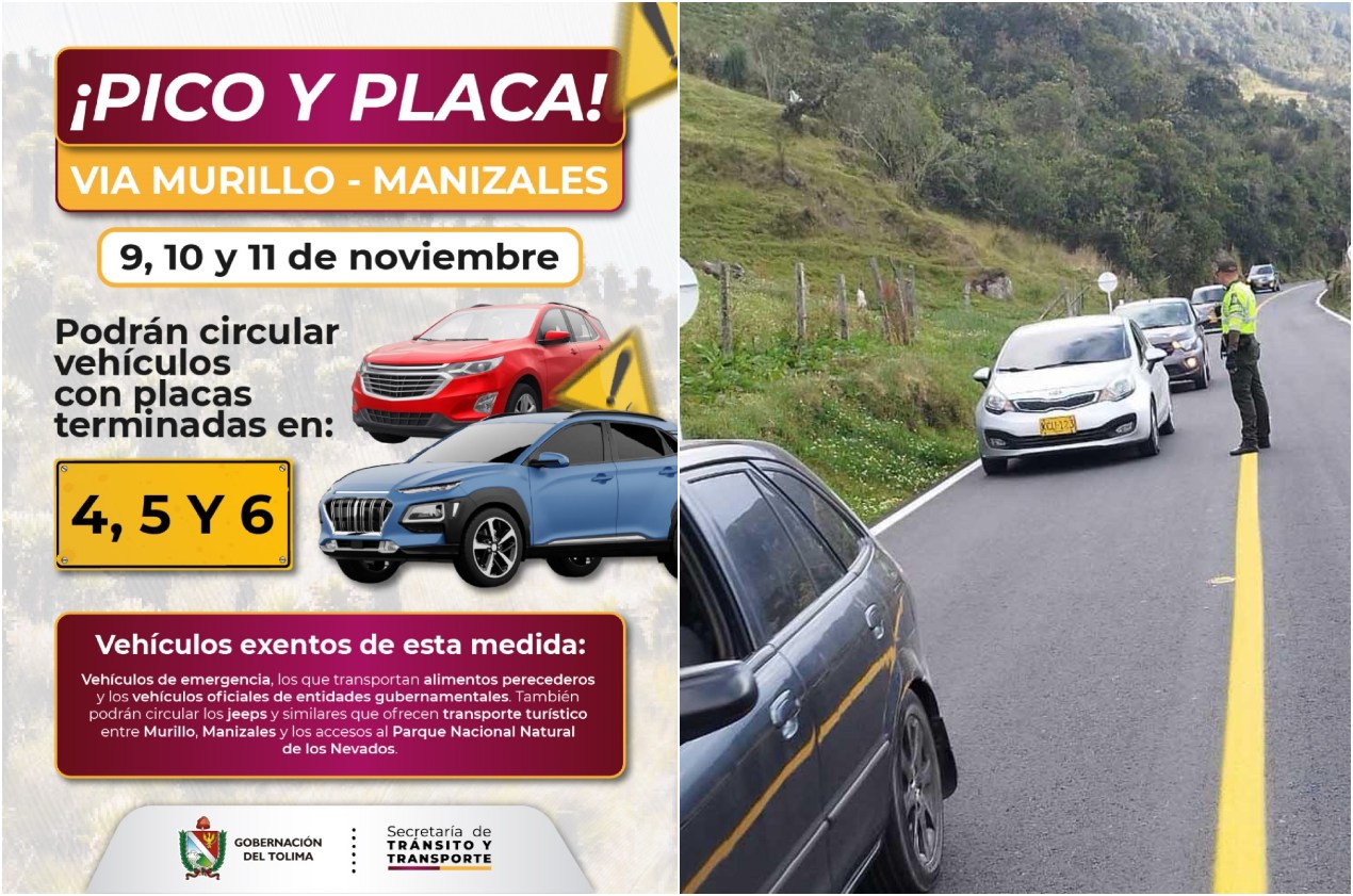 $522.900 es la sanción por incumplir pico y placa ambiental en la vía Murillo-Manizales 1