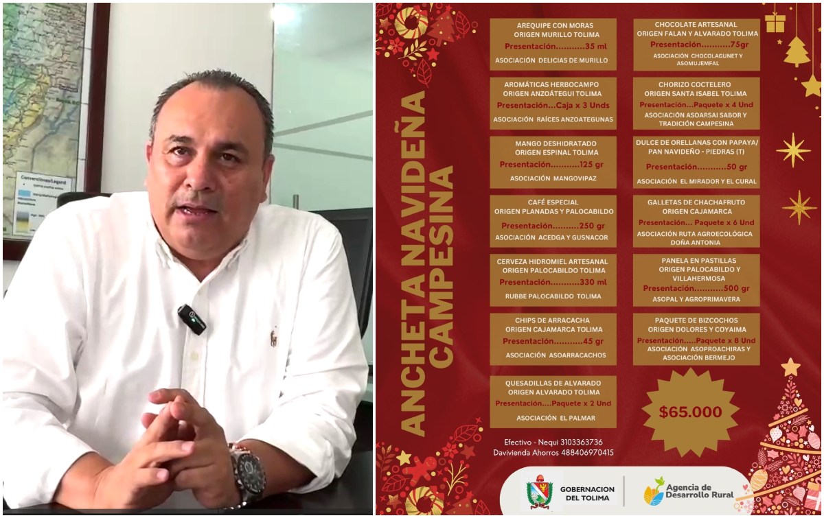 Gobernación invita este martes a los tolimenses a comprar anchetas navideñas a campesinos 1