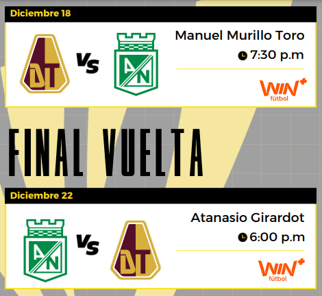 Dimayor definió programación de la finalísima entre Deportes Tolima y Atlético Nacional 4