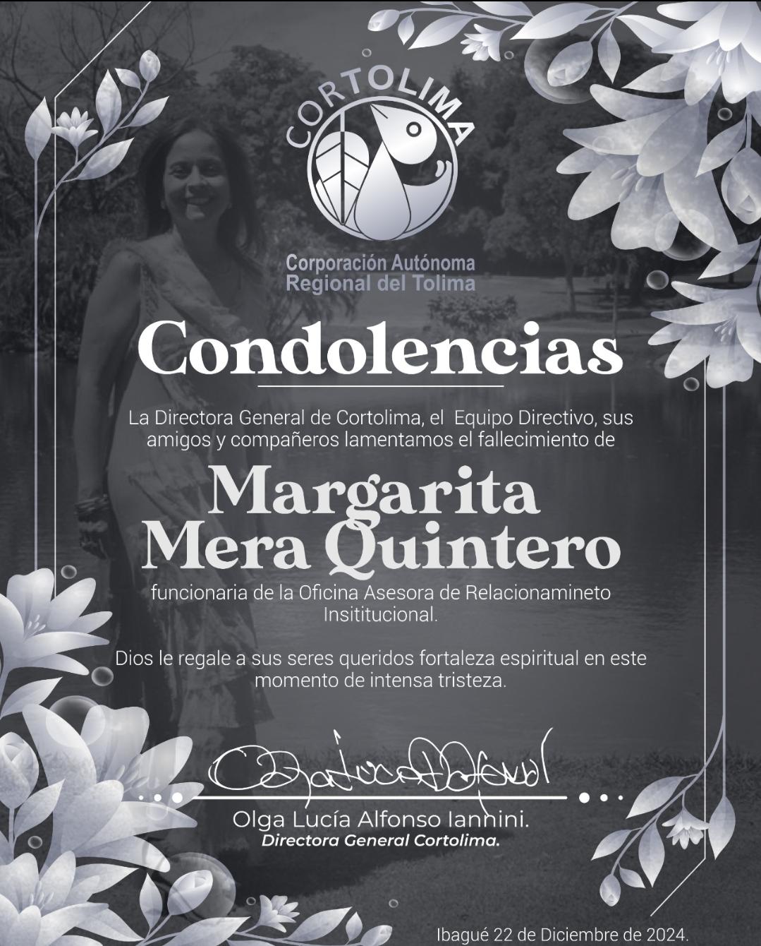Luto en el periodismo tolimense: Falleció María Margarita Mera, funcionaria de Cortolima 4
