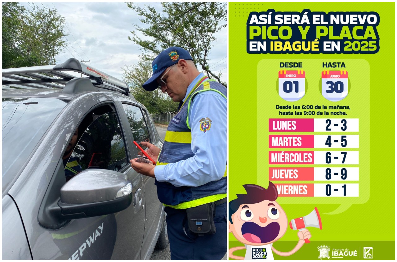 Así será el nuevo pico y placa en Ibagué para el primer semestre de 2025 1