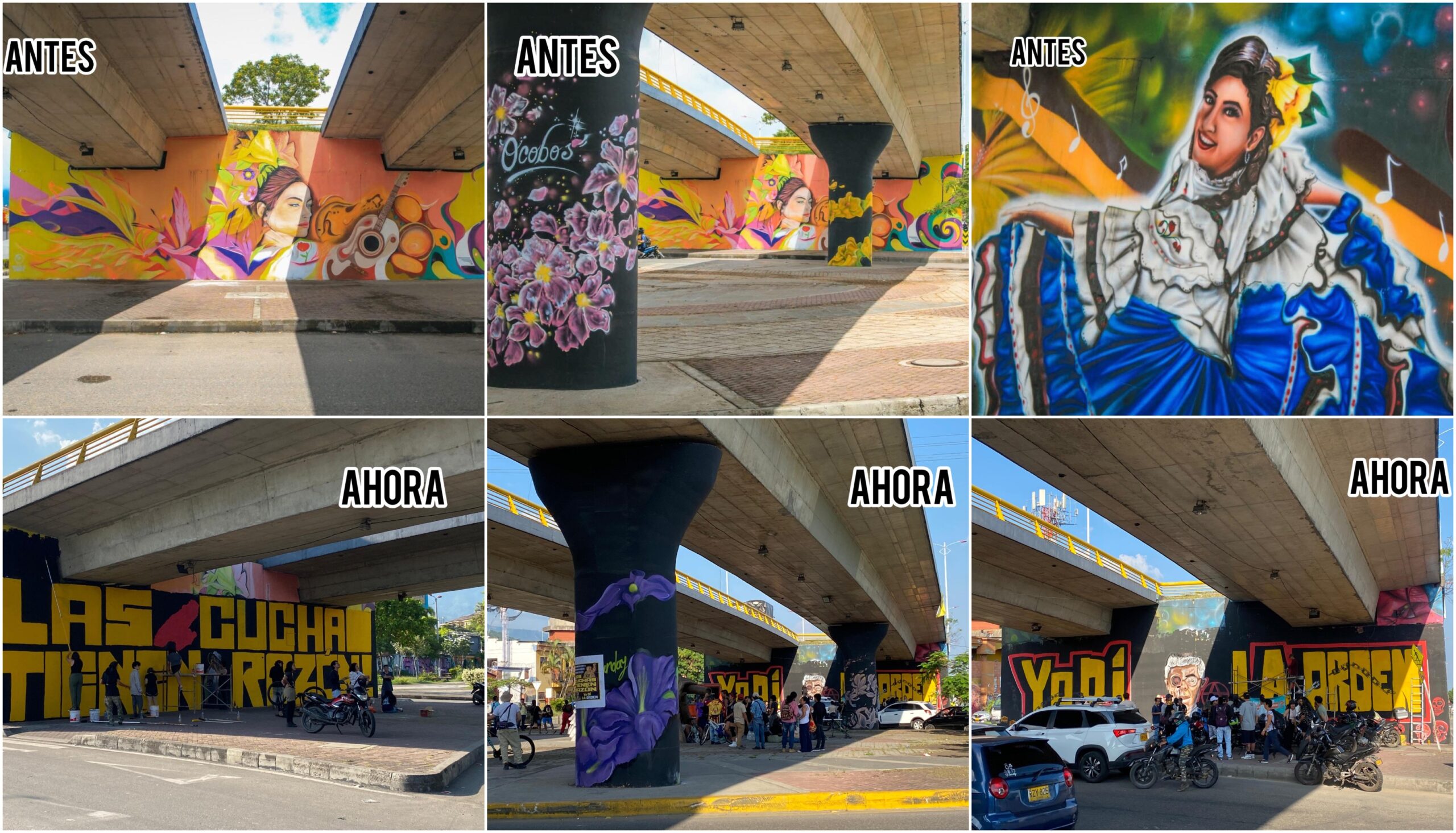 Manifestantes dañan murales artísticos en el viaducto de la 83 en Ibagué: "no quisieron dialogar" 1