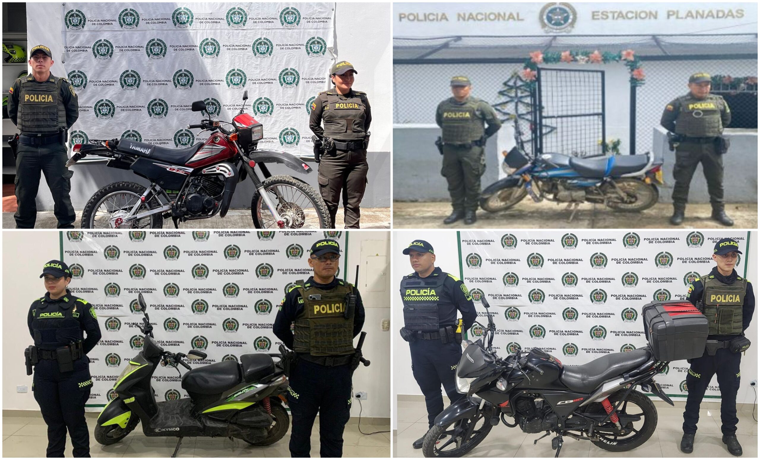 Cuatro motos fueron recuperadas por la Policía Tolima en Armero Guayabal, Rovira y Planadas 1