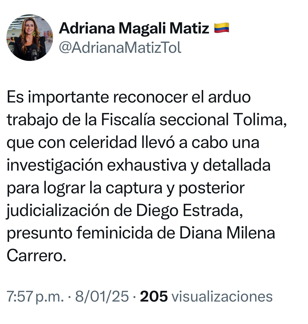 Gobernadora del Tolima celebró celeridad de la Fiscalía en caso de Diana Milena Carrero 4