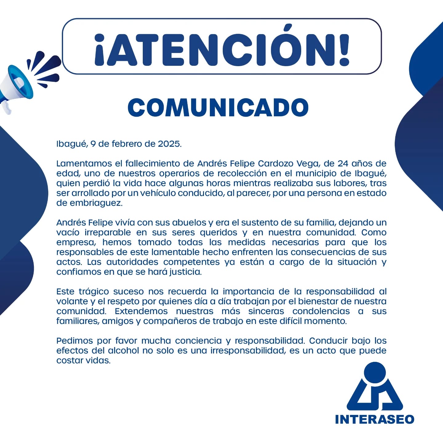 Andrés Felipe, trabajador de Interaseo que falleció arrollado, era el sustento de sus abuelos 4