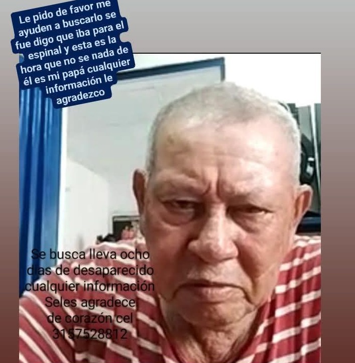 Desesperada búsqueda de adulto mayor desaparecido en El Espinal 1