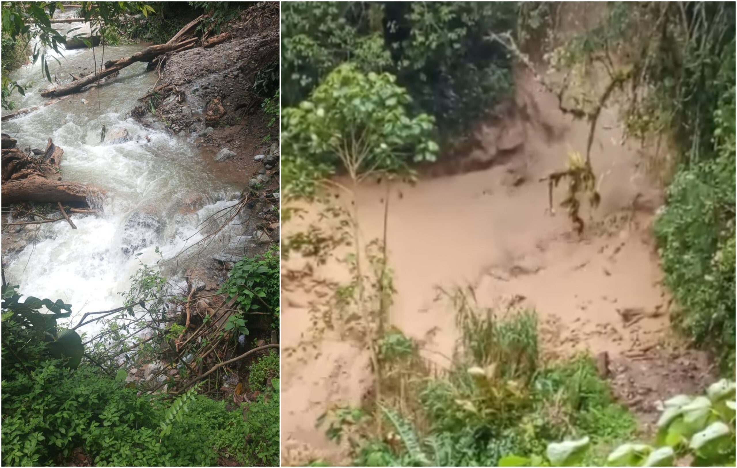 Alerta en Ortega por represamiento de quebrada en la vereda Santuario 1