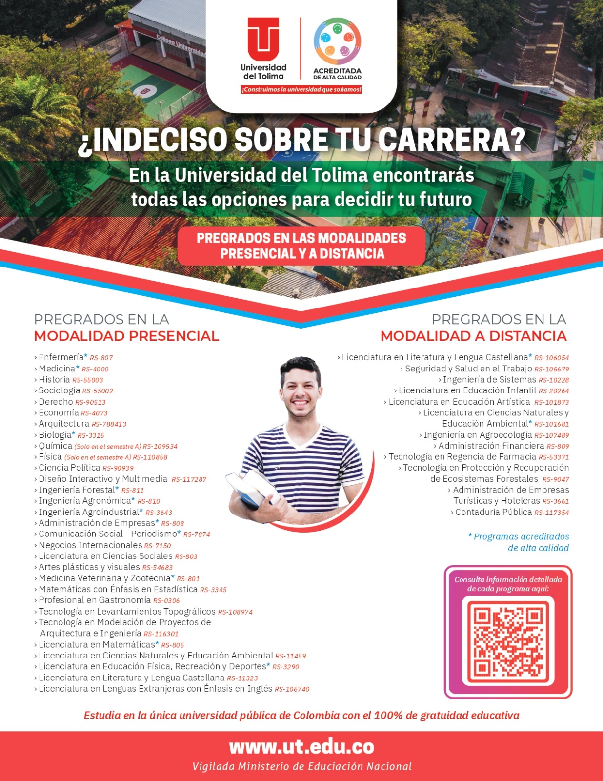El 20 de junio cierran inscripciones de más de 40 programas gratuitos en la Universidad del Tolima 1