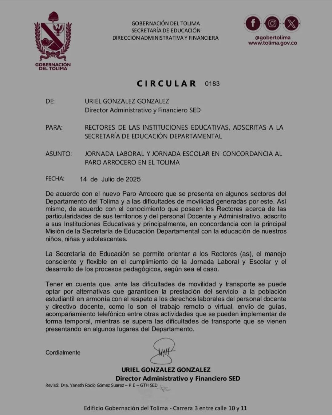 Secretaría de Educación del Tolima implementa clases flexibles por afectaciones del paro arrocero 4