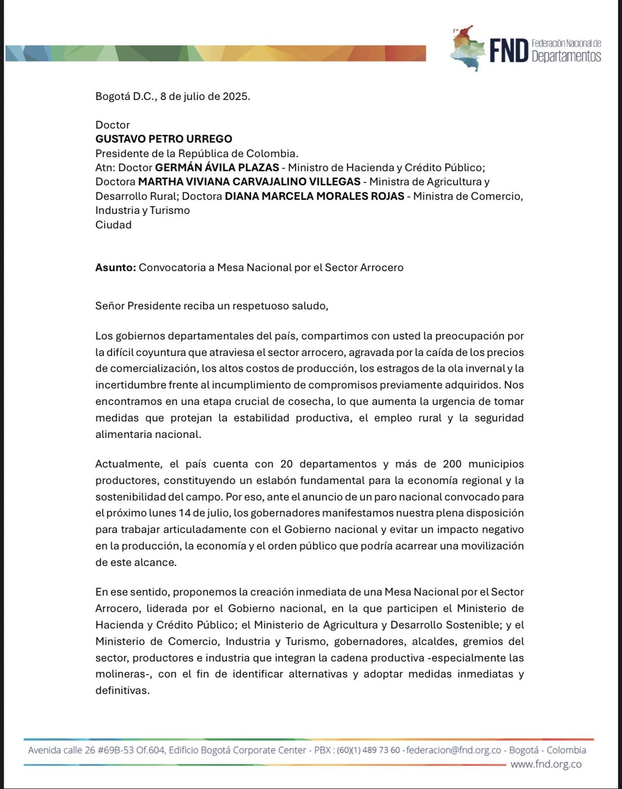 “Los campesinos necesitan respuestas, no más promesas”: urgente llamado de Matiz al Gobierno por el paro arrocero 2