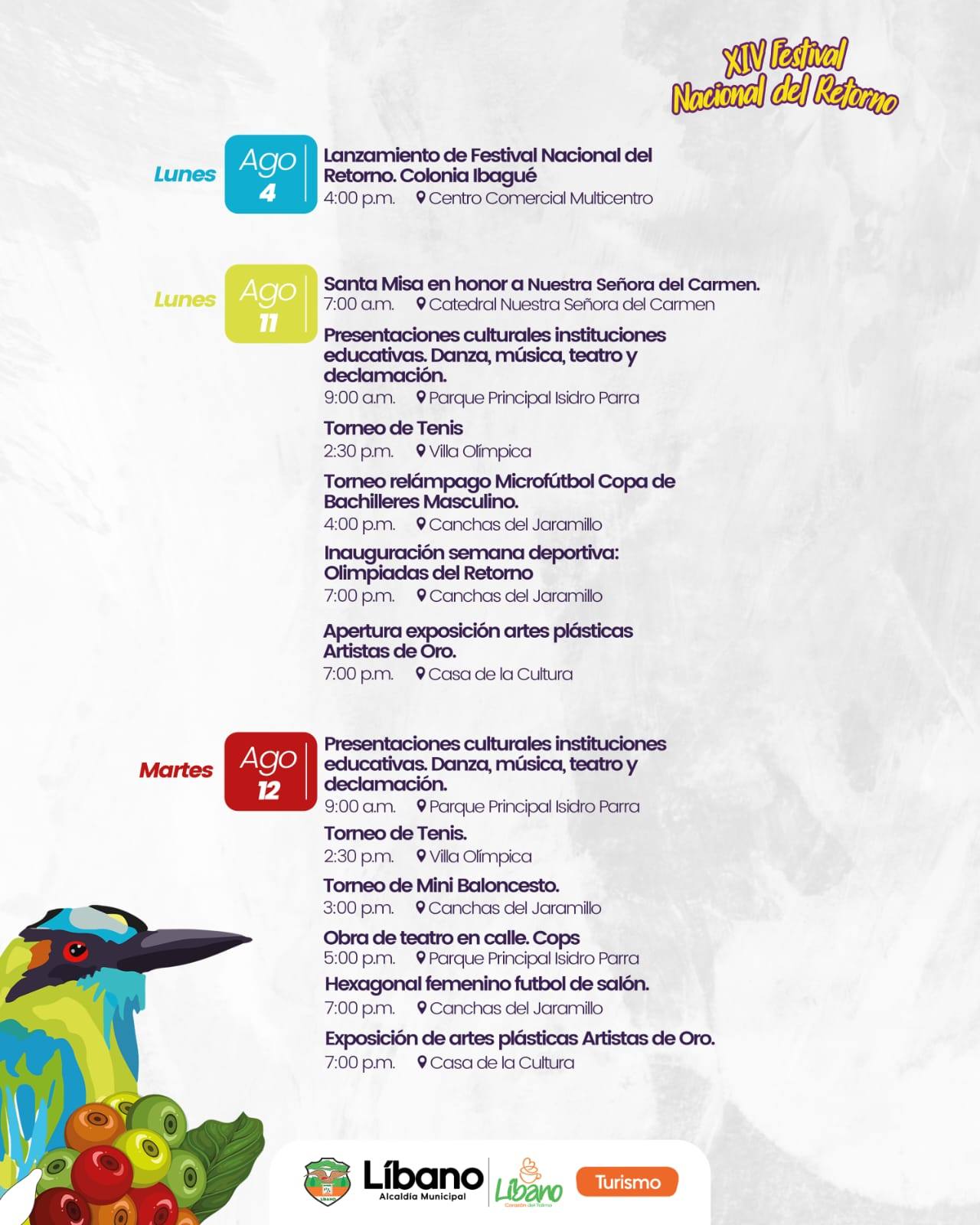 Líbano da a conocer la programación oficial del XIV Festival Nacional del Retorno 3