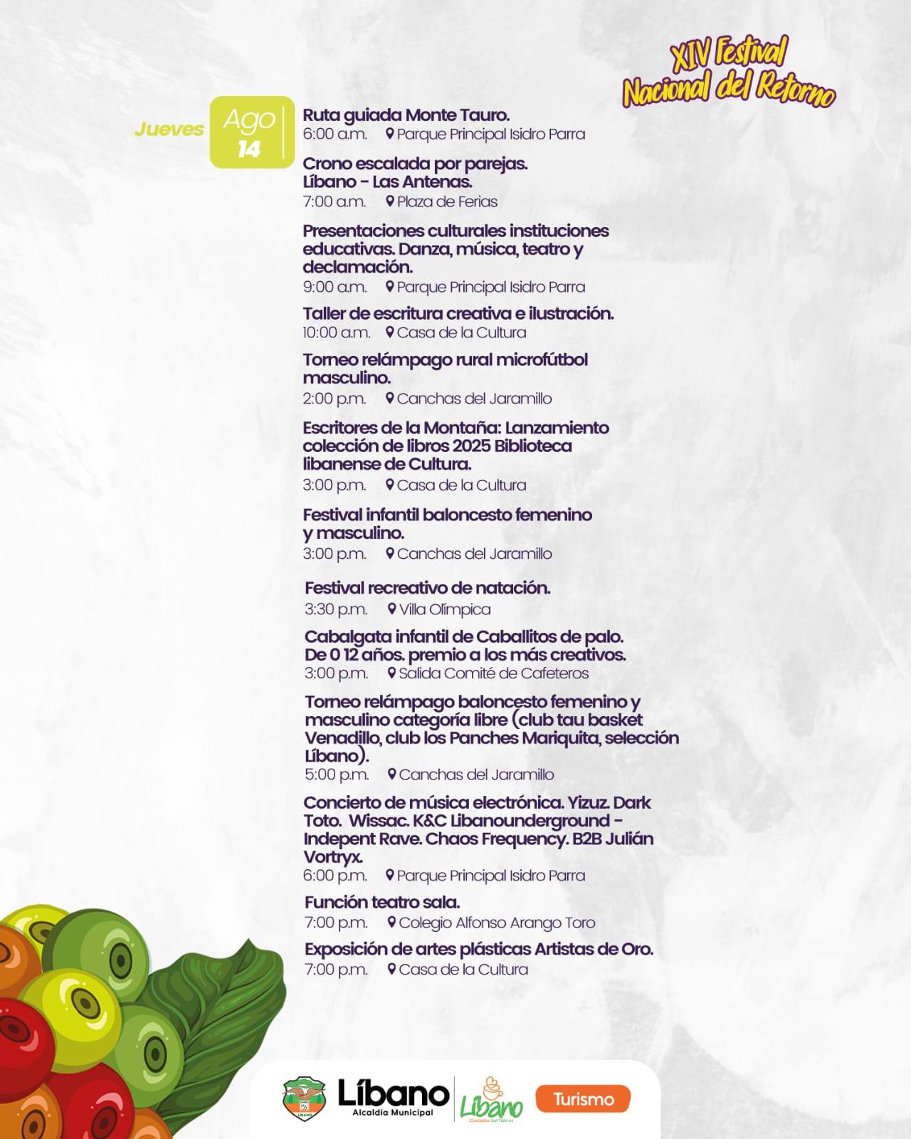 Líbano da a conocer la programación oficial del XIV Festival Nacional del Retorno 5