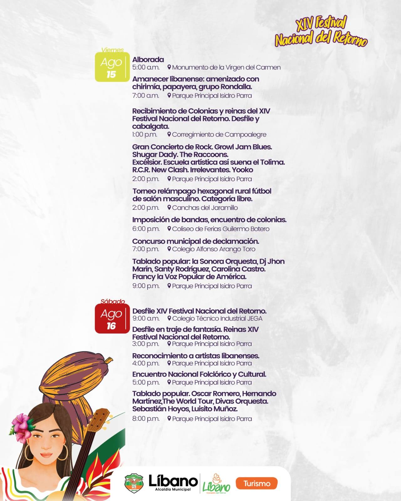 Líbano da a conocer la programación oficial del XIV Festival Nacional del Retorno 6