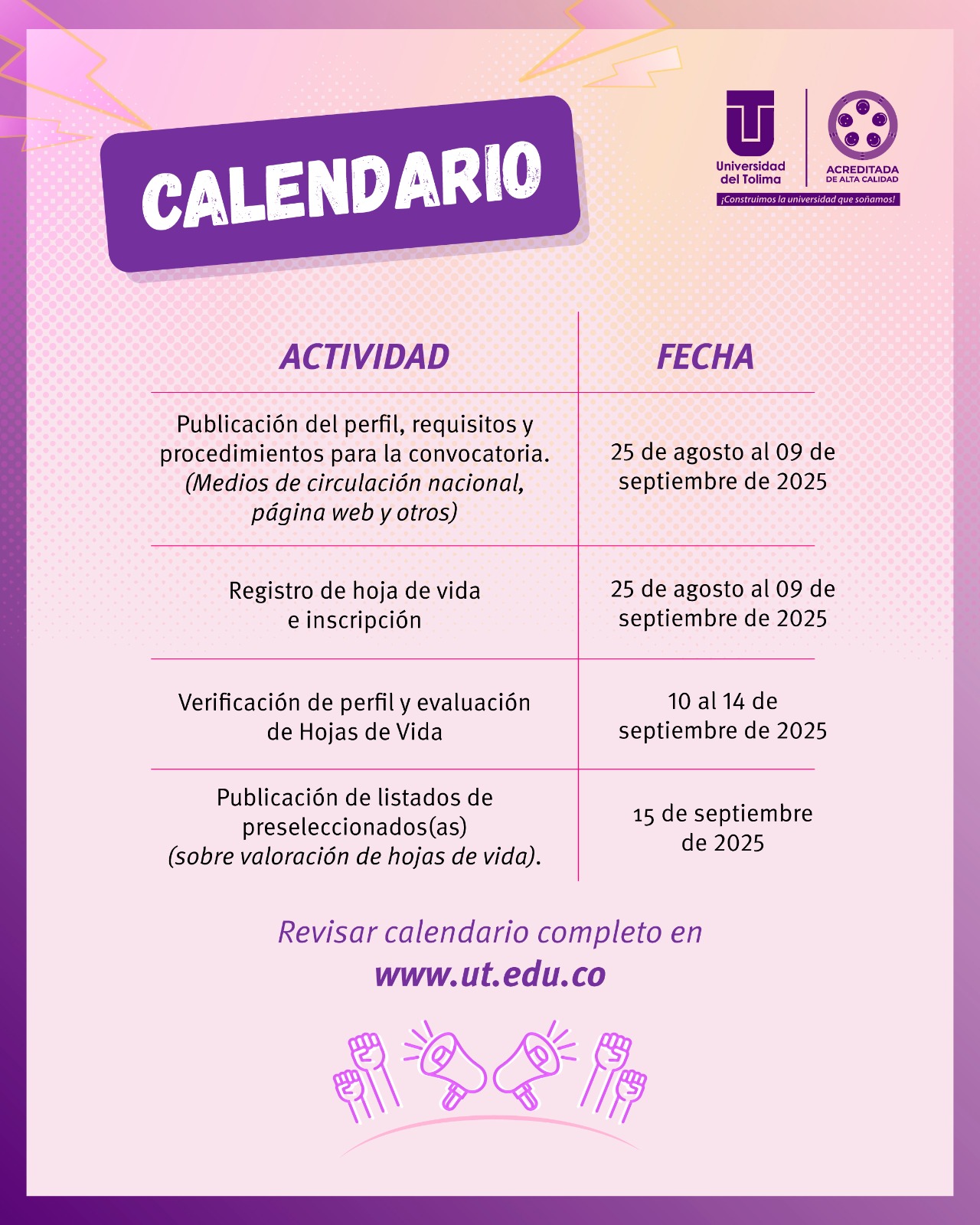 UT abre convocatoria para docente con conocimientos en perspectivas de género 6